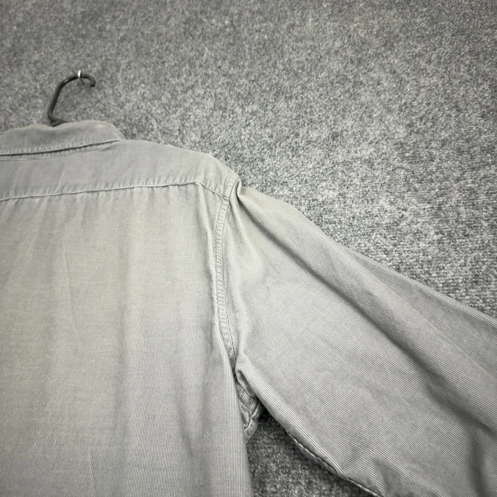 Banana Republic Button Down Shirt Mens L Grey Cotton Corduroy Slim Fit Casual